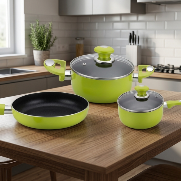 Linsan 5 Piece Aluminum Non-stick Cookware Set - Lemon