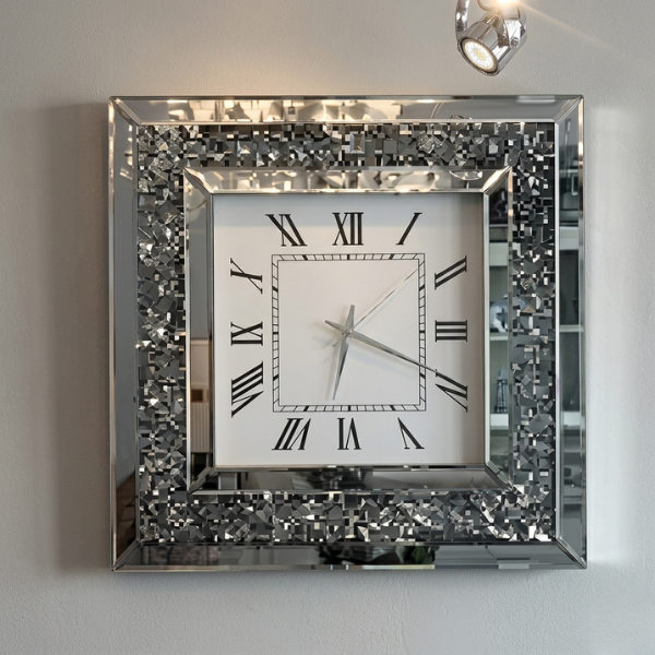 Linsan Diamond Crush Mirrored Wall Clock