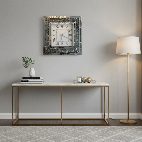 Linsan Diamond Crush Mirrored Wall Clock