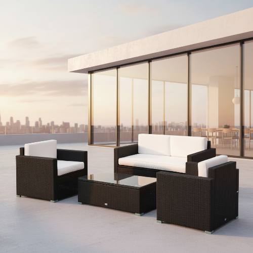 Rattan 4-Piece Cushioned Patio Furniture Set