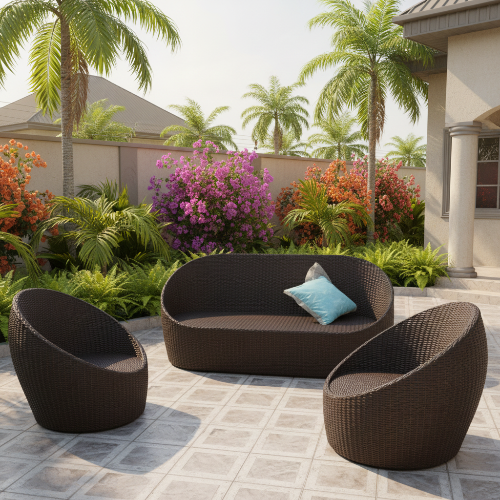 Rattan Garden Lounger 7 Seater