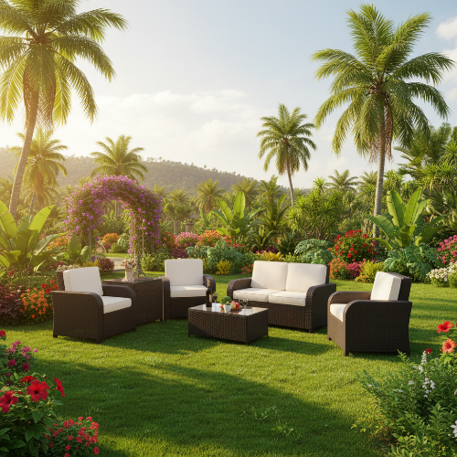 Rattan Garden Lounger 7 Seater