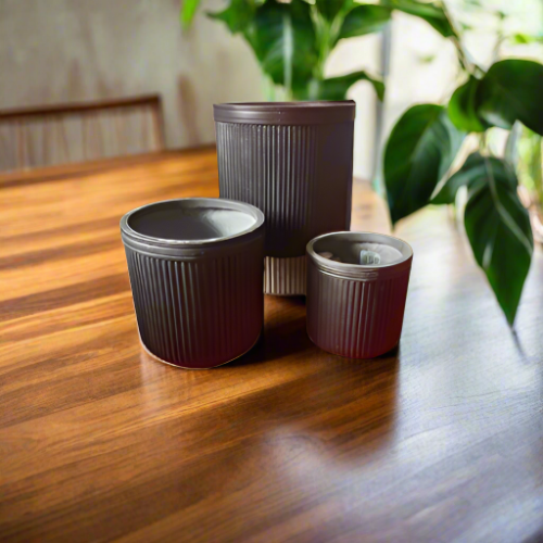 Ribbed Lightweight 3 Set Planters Pot. @HOG - Home Office Garden Online Marketplace