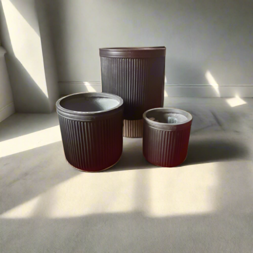 Ribbed Lightweight 3 Set Planters Pot. @HOG - Home Office Garden Online Marketplace