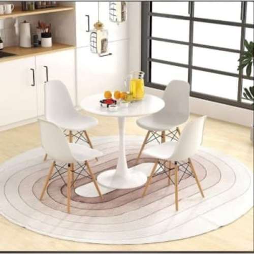Round Dining Table With 4 Set Of Dining Chairs @ HOG