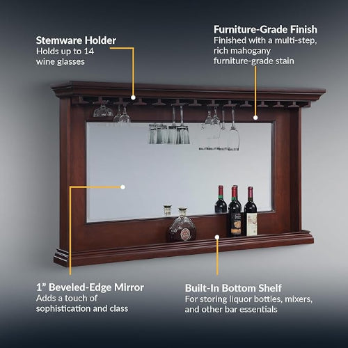 Seville Back Bar Mirror Walnut. @HOG - Home Office Garden Online Marketplace