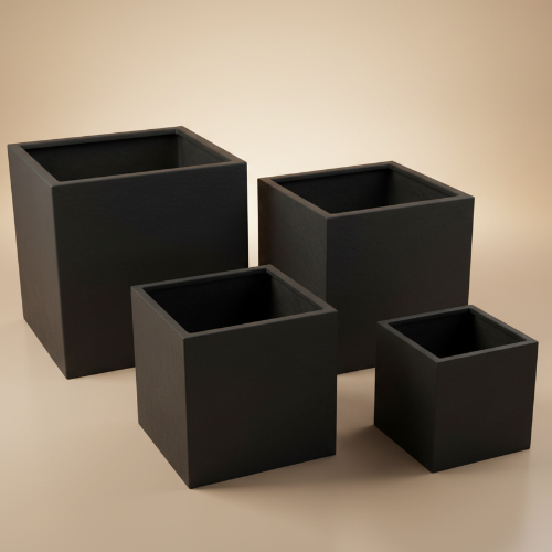 Square Black Fiberglass Flower Vase. Home Office Garden | HOG-Home Office Garden | HOG-Home Office Gardens 