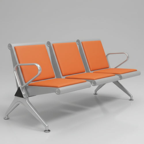 Stainless Steel Bench with Leather Cushion - Orange @HOG - Home Office Garden Online Marketplace
