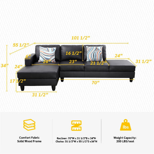 Starhome L Shaped Black Faux Leather @HOG - Home Office Garden Online Marketplace