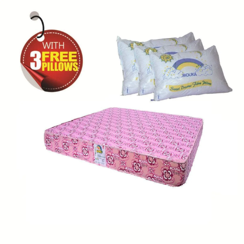 Super Flora - 757220 Mouka Mattress with 3 Pillows - L 6ft x W 6ft x H 20"(Lagos Only) @HOG - Home Office Garden Online Marketplace