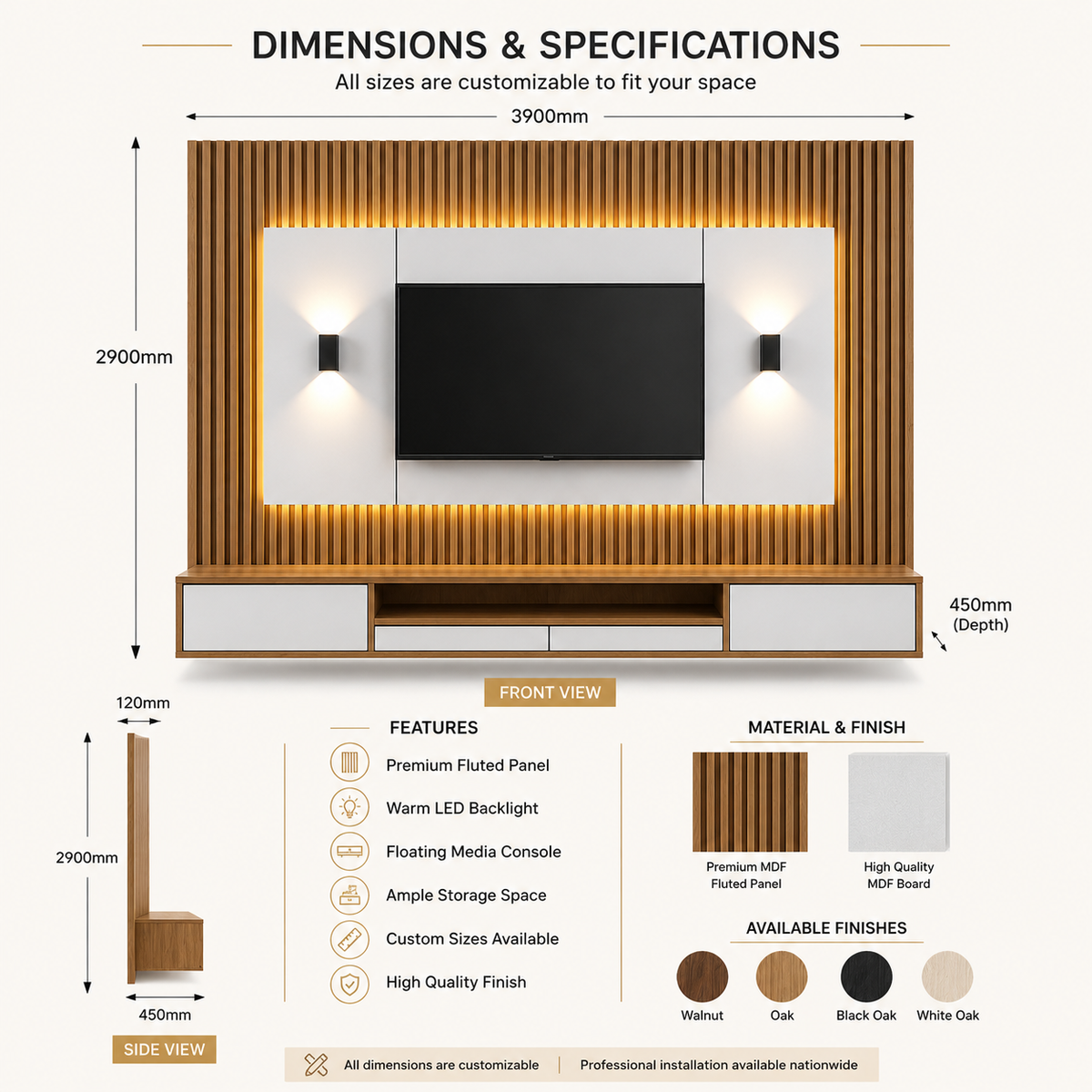 Modern TV wall with sleek cabinetry
