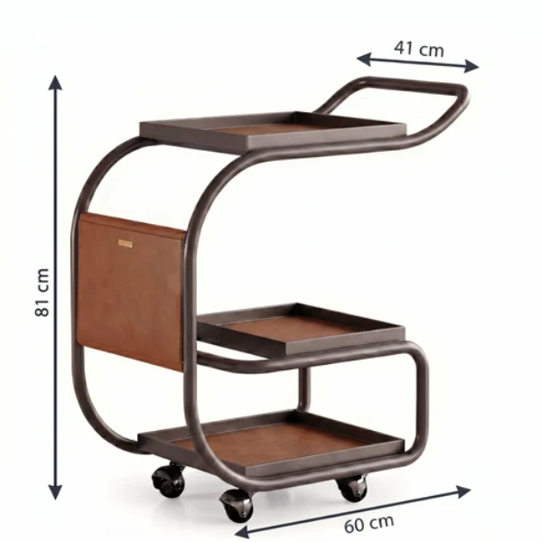 Three-Tier Leather Bar Cart @HOG - Home, Office, Garden, Online Marketplace