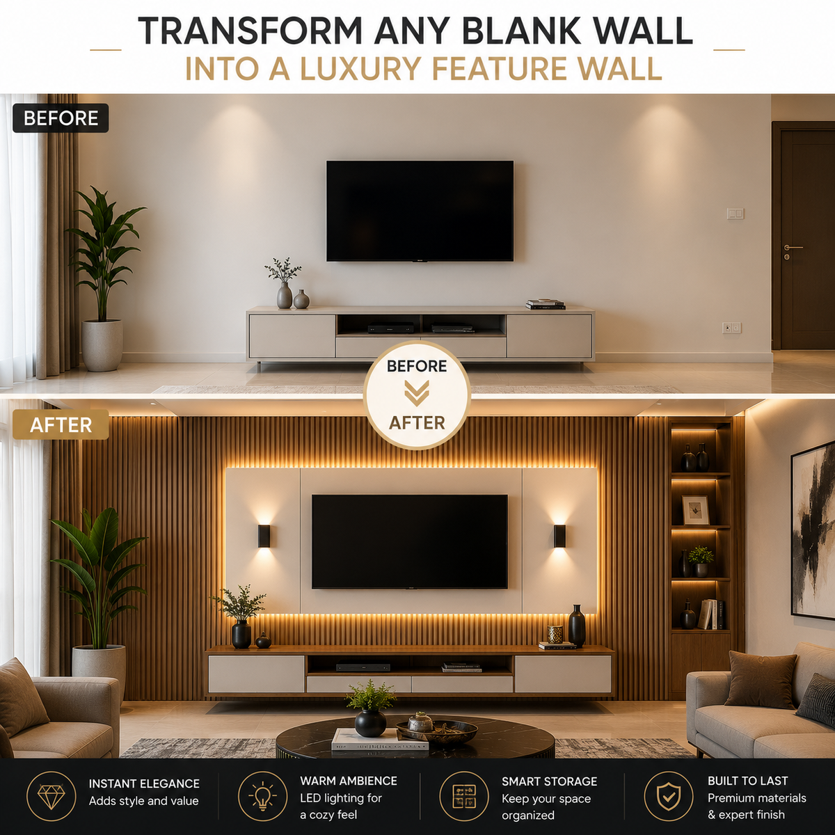 Modern TV wall with sleek cabinetry