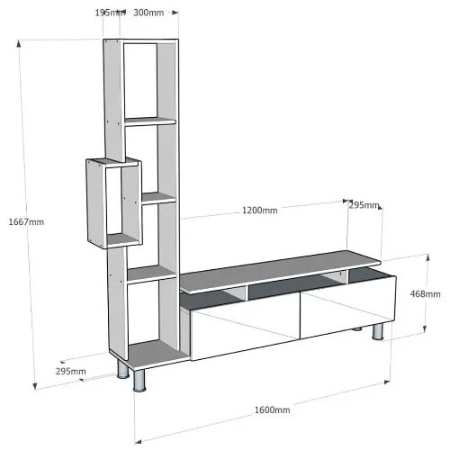 Tulip Tv Unit - up to 60inches - White-Walnut. @HOG - Home Office Garden Online Marketplace