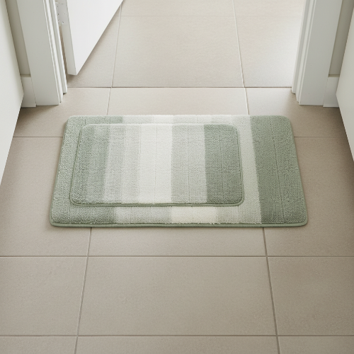 Unique Bargains Plush Gradient Striped Bath Rugs, 2 Pcs - Green - 1.4 ft X 2 ft & 1.8 ft X 2.8 ft @HOG - Home, Office, Garden, Online Marketplace

