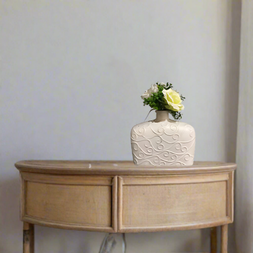 Vintage Flask-like Decorative Ceramic Vase - Off White. Home Office Garden | HOG-HomeOfficeGarden | online marketplace