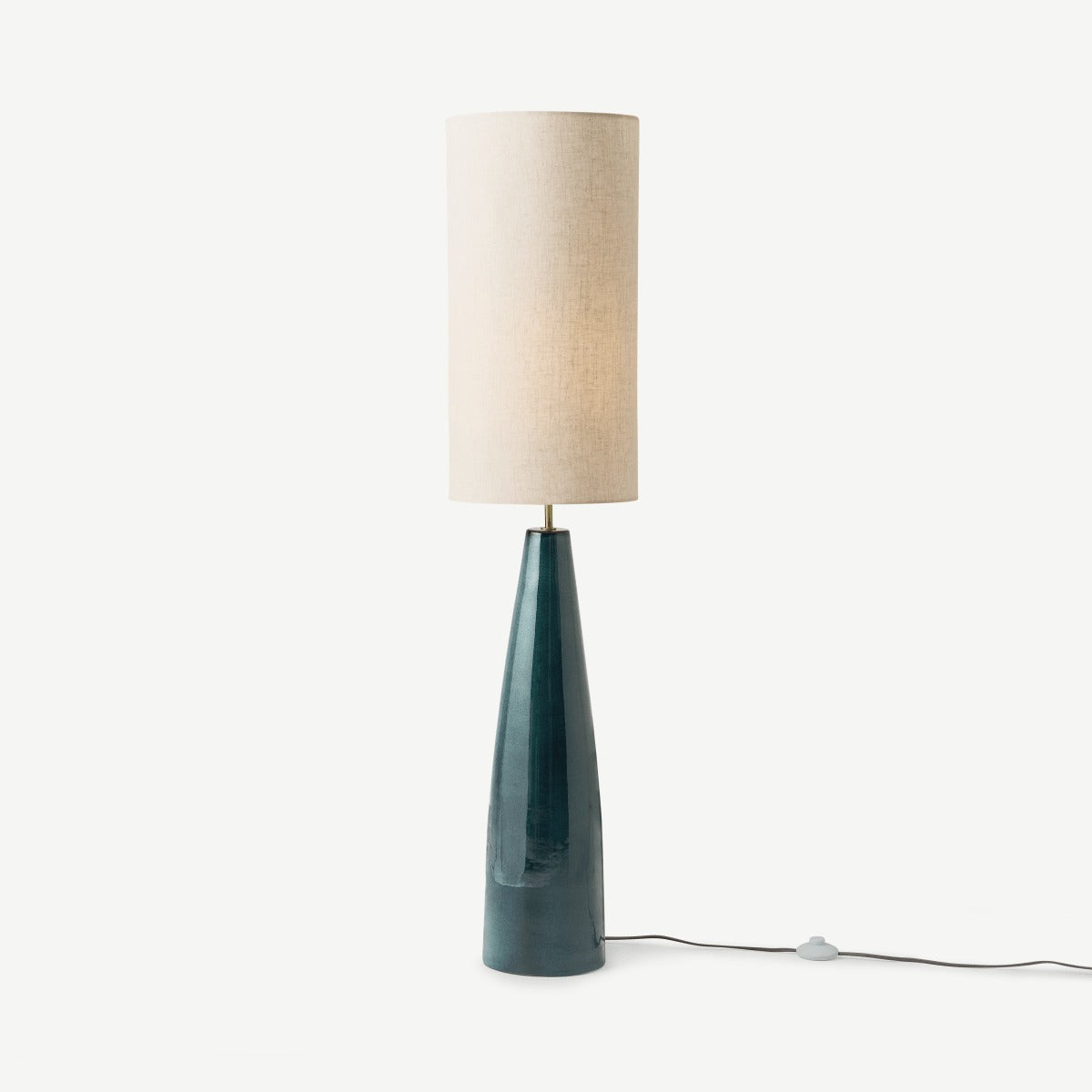 Vince Midi Floor Lamp, Blue Ceramic & Oatmeal Reactive Glaze