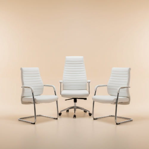 White Executive Swivel  & 2 Visitor Chair-909A&B. @HOG - Home Office Garden Online Marketplace