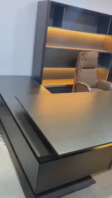 Executive Office Table and Bookshelf 