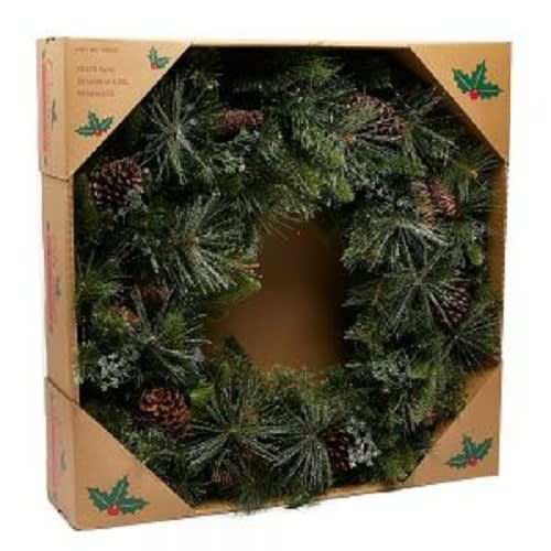 Costco Artificial Mixed Greenery Christmas Wreath With 50 LED Lights, 32" - 81cm