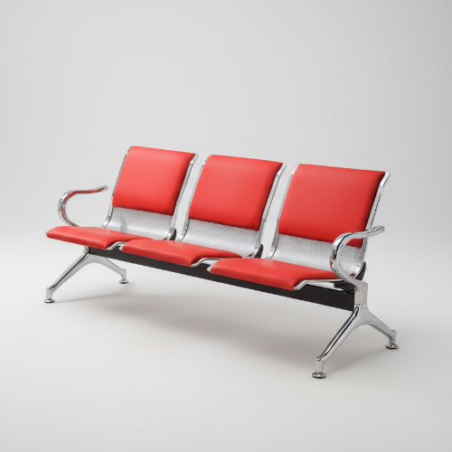 3 Seater Reception Bench - Partly Leather Red @HOG - Home Office Garden Online Marketplace