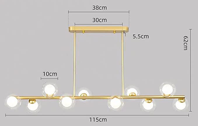 10 Light Gold Dual Frosted Glass Chandelier Ceiling Lights Hanging