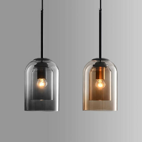 Double Smokey Glass Drop Light