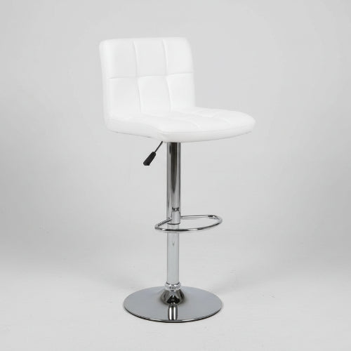Backrest Chrome Faux Leather Kitchen Breakfast Barstool Swivel - White @HOG - Home Office Garden Online Marketplace