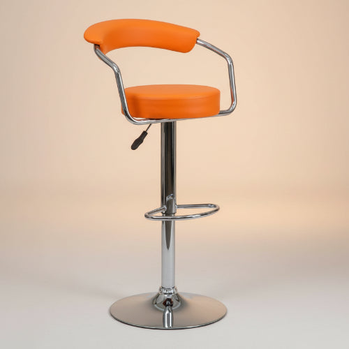 Chrome Bar Stool with Backrest - Orange @HOG - Home Office Garden Online Marketplace