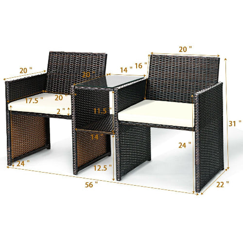 Costway Patio Rattan Loveseat Table Chairs Set. @HOG - Home Office Garden Online Marketplace