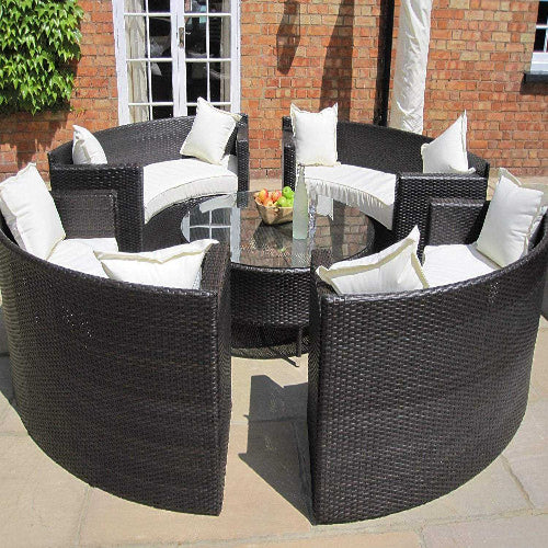 Lauren Luxury Rattan Garden Furniture Circular Sofa and Coffee Table Set. @HOG - Home Office Garden Online Marketplace