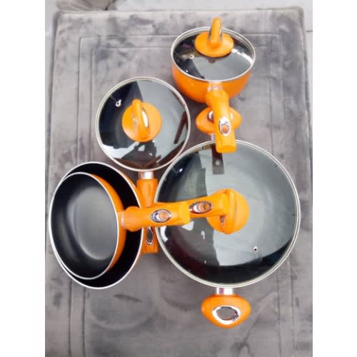 Linsan 8 Piece Aluminum Non-stick Premium Cookware Set - Orange @HOG - Home Office Garden Online Marketplace