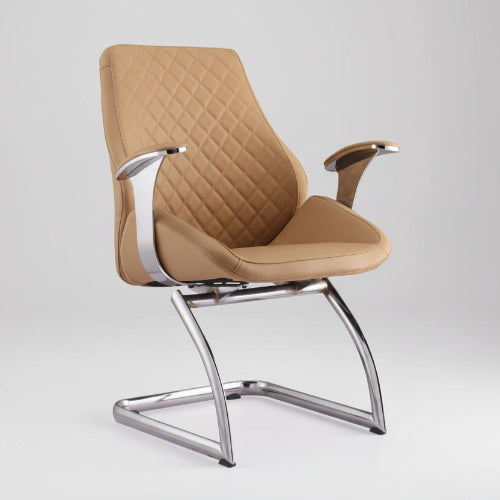 Low Back Brown Leather Executive Visitor Office Chair with Arms @HOG - Home Office Garden Online Marketplace