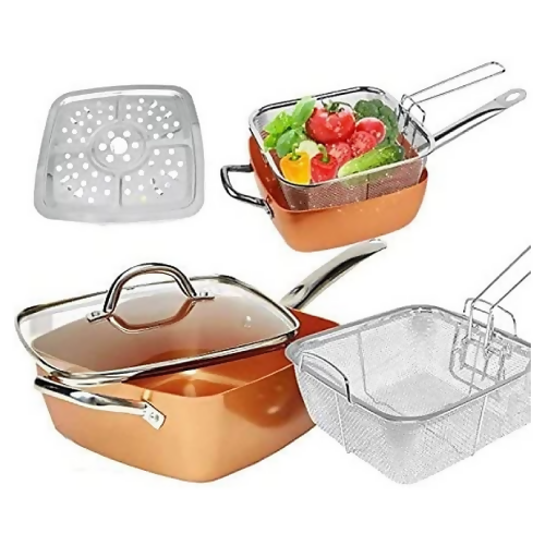 Prima Grill Pan Copper Ceramic Chip Pan 24 X 24 X 9.5cm