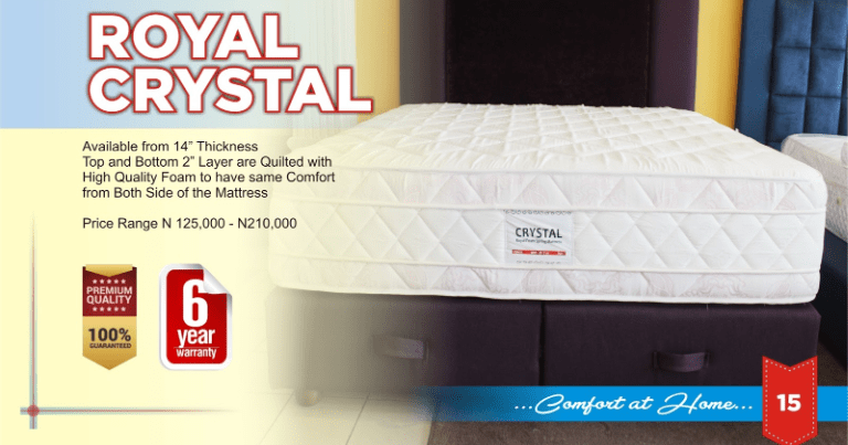 Royal Crystal Spring JACQUARD- 2'' Front & Back-Fully Quilted Mattress 190X180X35CM [75 x 72 x 14"] [6ft x 6ft x 14inches](Lagos Only) @HOG - Home Office Garden Online Marketplace