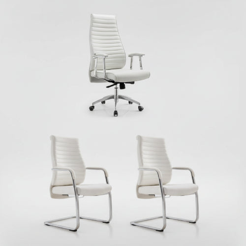 White Executive Swivel  & 2 Visitor Chair @HOG - Home Office Garden Online Marketplace