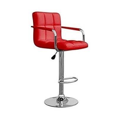 Backrest + Armrest Chrome Faux Leather Breakfast Barstool Swivel - Red Home Office Garden | HOG-HomeOfficeGarden | online marketplace