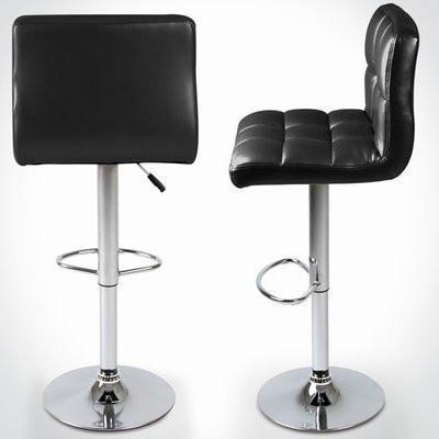 Backrest Chrome Faux Leather Kitchen Breakfast Barstool Swivel - Black Home Office Garden | HOG-HomeOfficeGarden | online marketplace