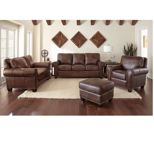 Costco Riley Top Grain Leather Sofa Set With Ottoman