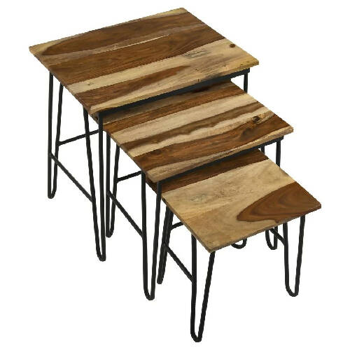 Steve Silver 3-piece Nesting Table with Hairpin Legs Natural and Black Home, Office, Garden online marketplace