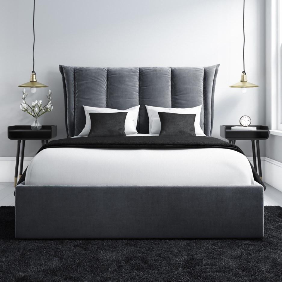 King Size Ottoman Bed with Cushioned Headboard Home Office Garden | HOG-HomeOfficeGarden | online marketplace