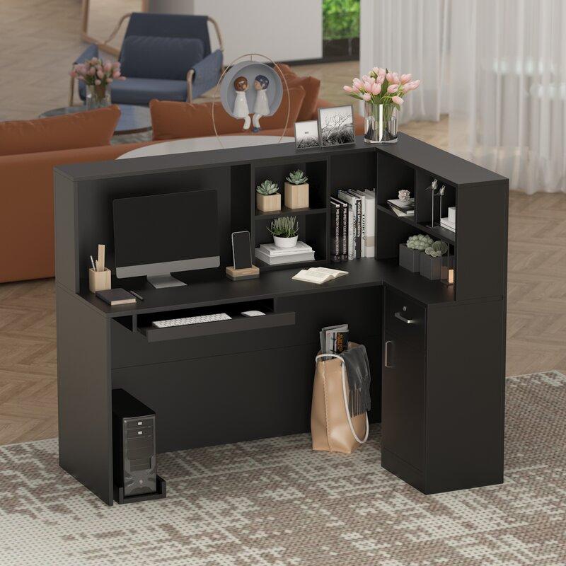 L-Shape Wood Reception Desk Home Office Garden | HOG-HomeOfficeGarden | online marketplace
