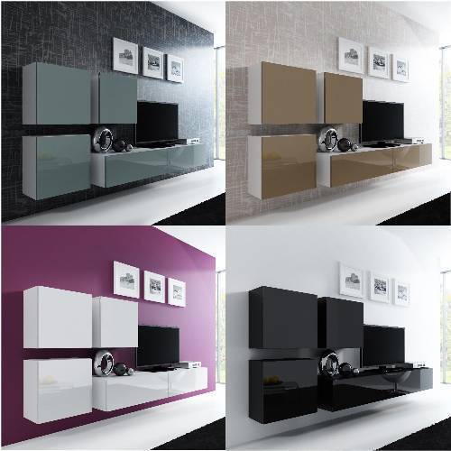 Modern wall cabinets and cupboards tv unit set high gloss fronts