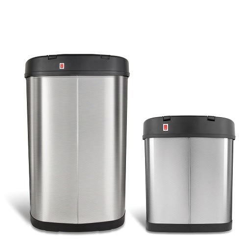 Motion Sensor Trash Can - Fingerprint-resistant Stainless Steel - 50L+ 12L
