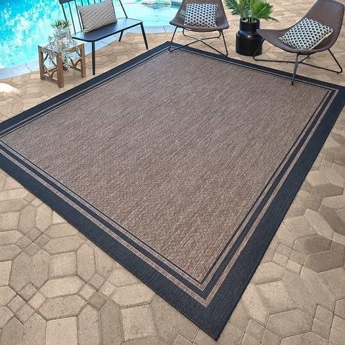 Naples Indoor/outdoor Rug Collection - Ace Border Havanah Black - 7'10" x 10'