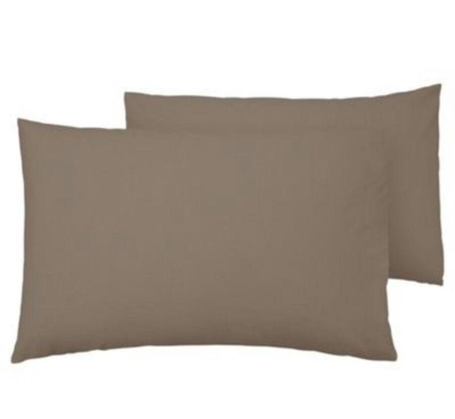 2 Standard Plain Dye Mocha Pillowcase Pair