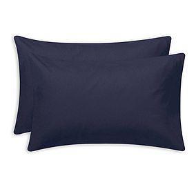 2 Standard Plain Dye Navy Blue Pillowcase Pair