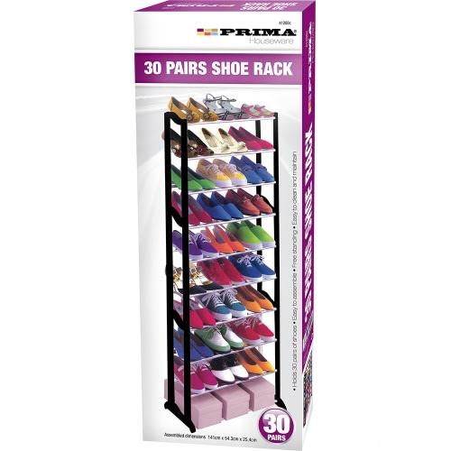 Prima 30 Pair Stackable Shoe Rack Black Colour
