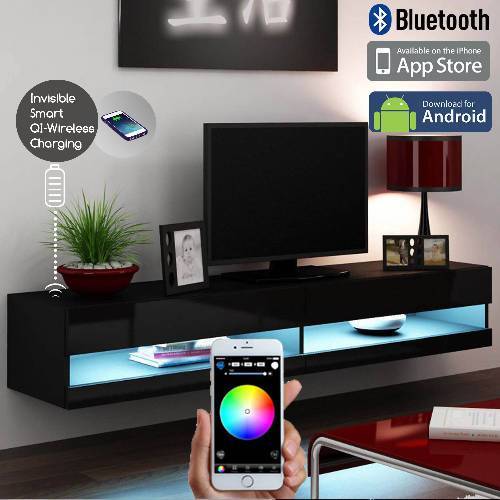 Smart LED Control Wireless Fast Charging Wall Mount TV Stand 2.0