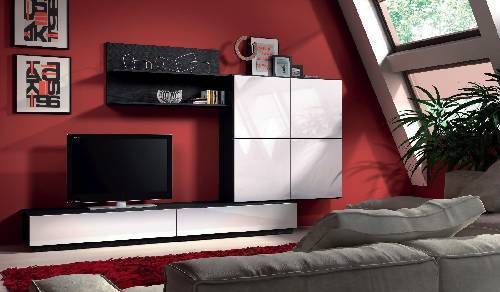 TV media kikun ere ere ogiri funfun &amp; melamine dudu 